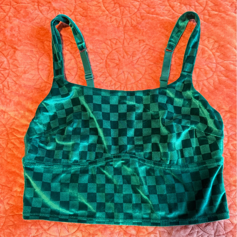 Colsie - Checkered Bra - Size M (Color = Gem Green)